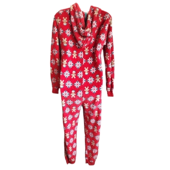 SO fuzzy zip up gingerbread pajama suit M - Picture 2 of 6